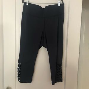 Slate blue gray lattice side leggings